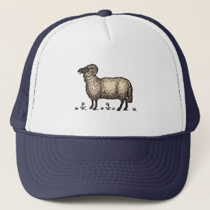 Gorra De Camionero Ilustración Vintage de Oveja: Arte Clásico de Gran