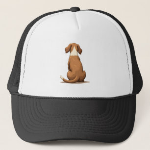 Gorra De Camionero Ilustración Vintage de Perro Vista Posterior Tan y