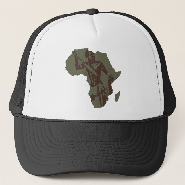 Gorra De Camionero Ilustraciones africanas del guerrero del mapa de (Anverso)