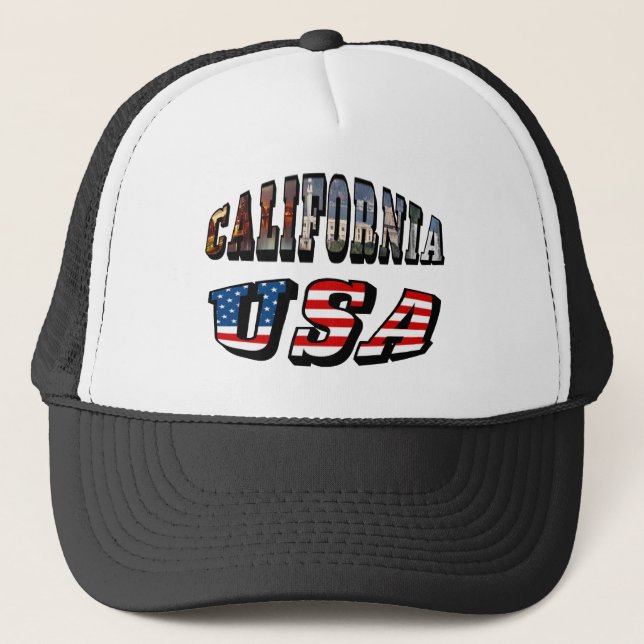 Gorra De Camionero Imagen de California y texto de bandera de Estados (Anverso)