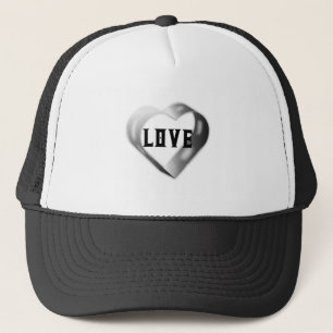 Gorra De Camionero Imagen de texto de corazón de amor blanco y negro 