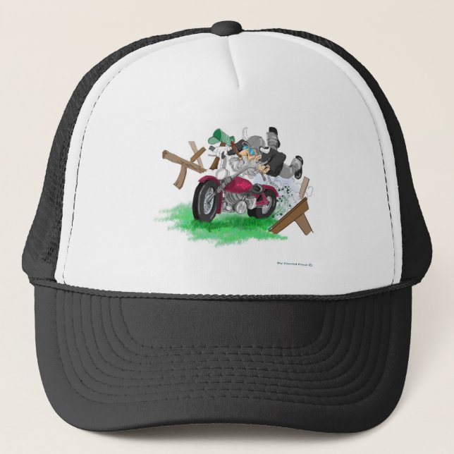 Gorra De Camionero Imagen divertida del hombre en motocicleta estrell (Anverso)