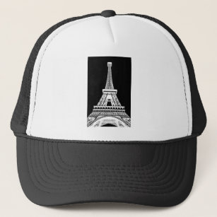 Gorra De Camionero Imagen en blanco negro de la Torre Eiffel