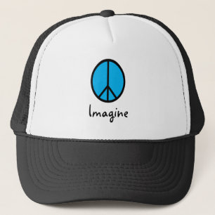 Gorra De Camionero Imagínese el símbolo de paz AZUL