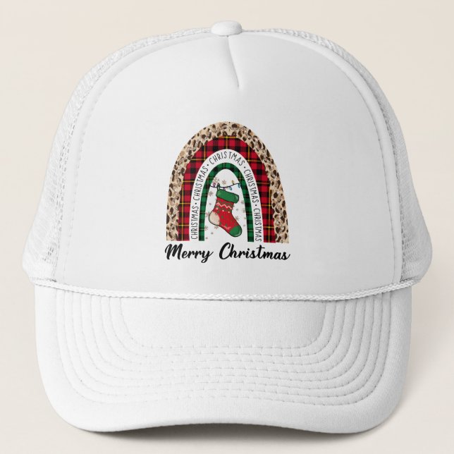 Gorra De Camionero Impresión arcoiris con relleno de búfalo y leopard (Anverso)