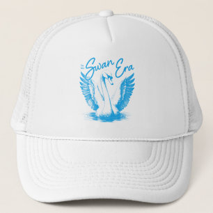 Gorra De Camionero Impresión azul de la era del cisne vintage