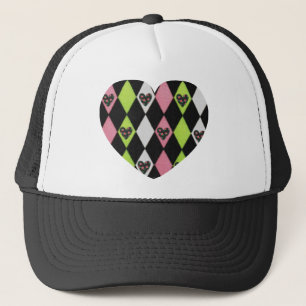 Gorra De Camionero Impresión colorida Harlequin con corazón Rosa