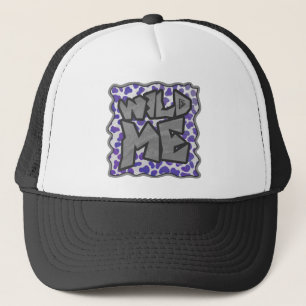 Gorra De Camionero Impresión dálmata en blanco y púrpura