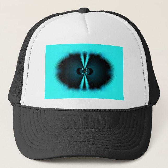 Gorra De Camionero Impresión de arte abstracto de cian y negro (Anverso)