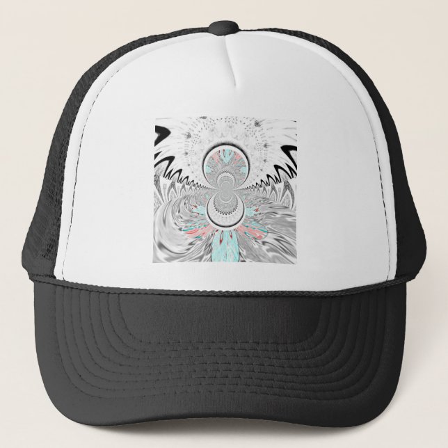 Gorra De Camionero Impresión de arte de Kaleidoscope en escala de gri (Anverso)