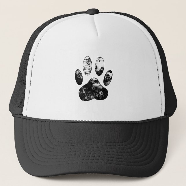 Gorra De Camionero Impresión de garras de perro negro y blanco (Anverso)