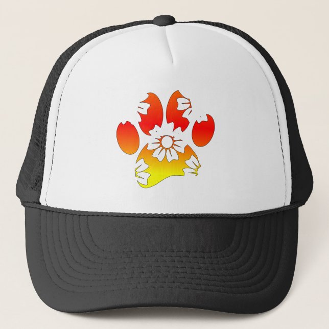 Gorra De Camionero Impresión de hojas de perro con flores (Anverso)