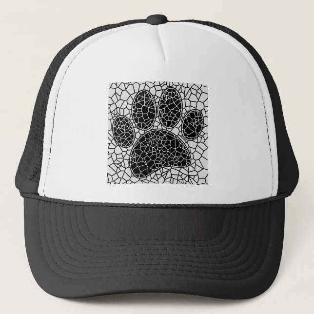 Gorra De Camionero Impresión de hojas de perro de arte de mosaico en  (Anverso)