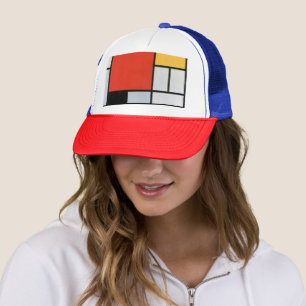 Gorra De Camionero Impresión de la composición de Piet Mondrian en ro