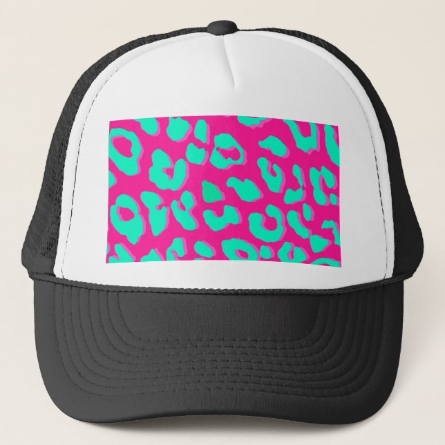 Gorra De Camionero Impresión de leopardo de impresión de tinta rosa (Anverso)