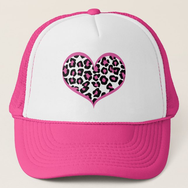 Gorra De Camionero Impresión de leopardo salvaje en el corazón (Anverso)