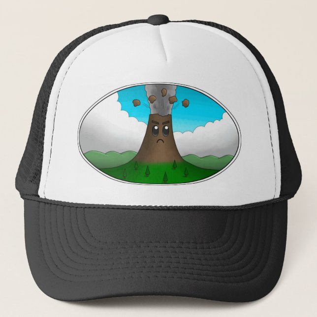 Gorra De Camionero Impresión de volcán enojado (Anverso)