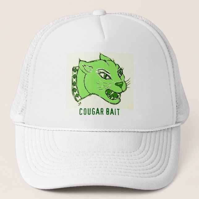 GORRA DE CAMIONERO IMPRESIÓN DEL CEBO DEL PUMA EN VERDE (Anverso)