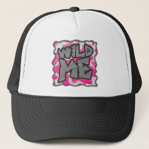 Gorra De Camionero Impresión en blanco y rosa caliente de vaca