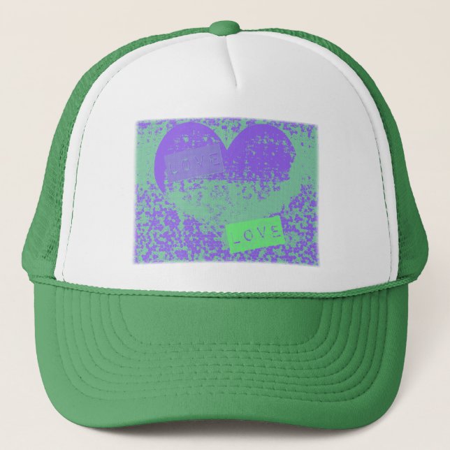 Gorra De Camionero Impresionante diseño cardíaco morado y mito retro (Anverso)