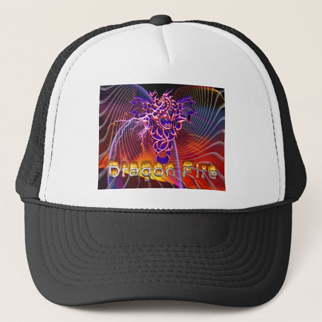 Gorra De Camionero Impresionante diseño de incendios de dragones (Anverso)