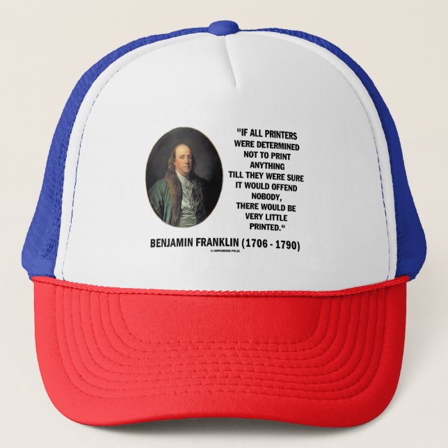 Gorra De Camionero Impresoras Ben Franklin Para No Imprimir Cita Impr (Anverso)