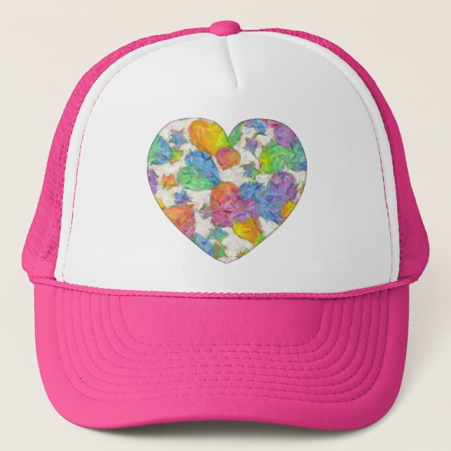 Gorra De Camionero Impressionist Pastel Valentine Hearts (Anverso)