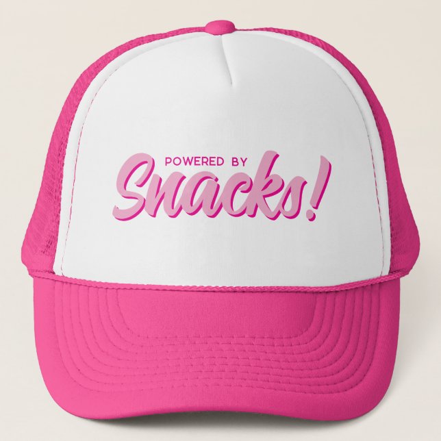 Gorra De Camionero Impulsado Por Aperitivos, Rosa Divertido (Anverso)