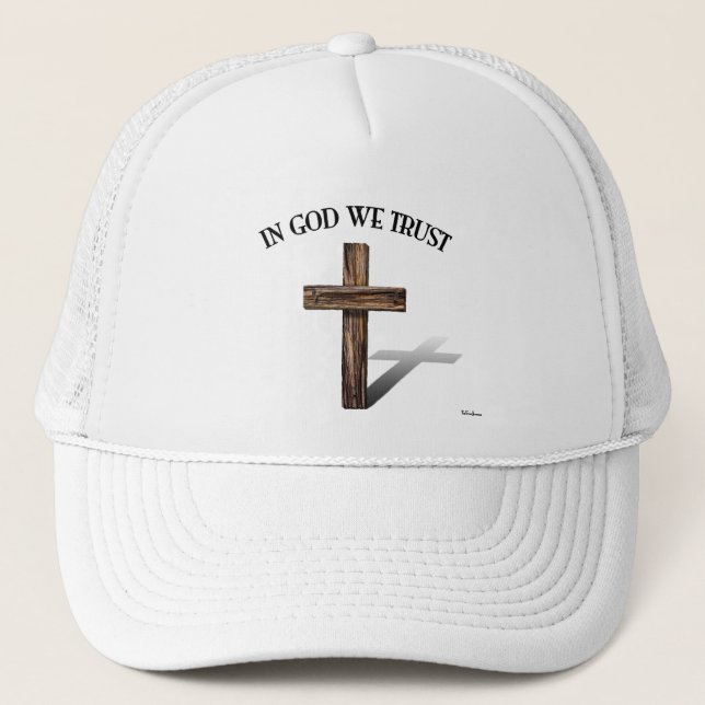 Gorra De Camionero In God We Trust with rugged cross (Anverso)