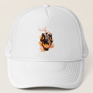 Gorra De Camionero Incendio de cráneo retro de dinosaurio muerto quem