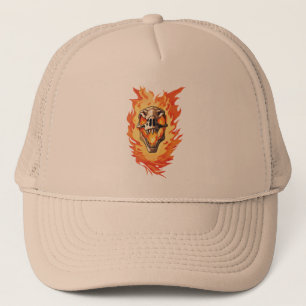 Gorra De Camionero Incendio de cráneo retro de dinosaurio muerto quem