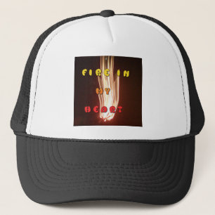 Gorra De Camionero Incendio en la imagen de arte del corazón