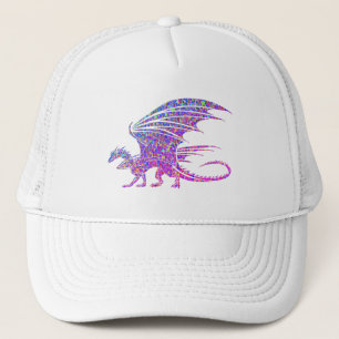 Gorra De Camionero Increíble Dragón Mosaico Acento Púrpura Bolsa Tote