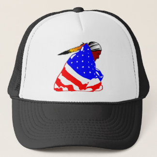 Gorra De Camionero Indio del nativo americano envuelto en bandera de