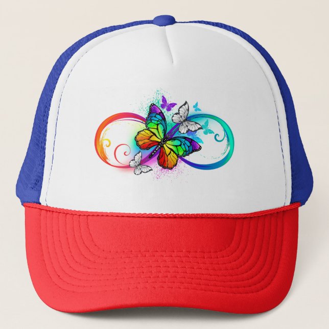 Gorra De Camionero Infinidad brillante con la mariposa arcoiris (Anverso)