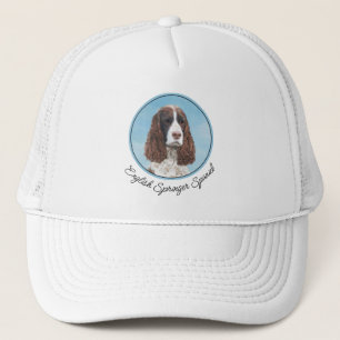 Gorra De Camionero Inglés Springer Spaniel Pintura Original Perro Art