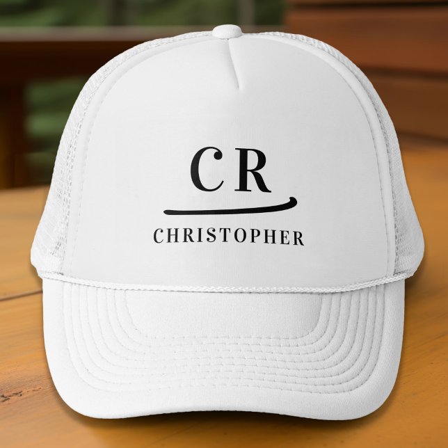 Gorra De Camionero Iniciales monogramadas Nombre blanco y negro Minim (Subido por el creador)