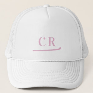 Gorra De Camionero Iniciales Personalizadas de Monograma Rosa Minimal