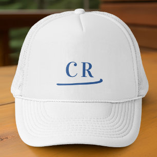 Gorra De Camionero Iniciales Personalizadas Minimalistas Azules