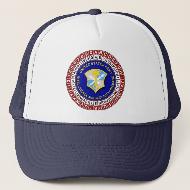 Gorra De Camionero INSCOM SSI y rueda de código (Anverso)