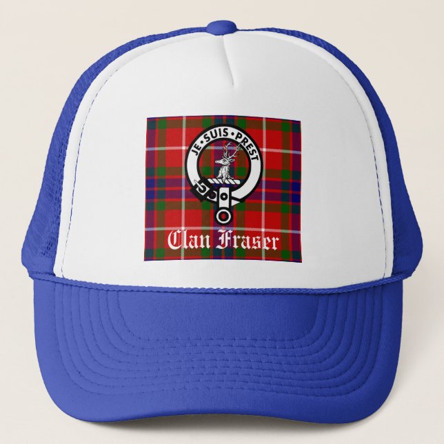 Gorra De Camionero Insignia Escudo de Clan Fraser y Tartán (Anverso)