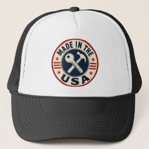 Gorra De Camionero Insígnia Patriótica Vintage "Hecho en EE. UU."
