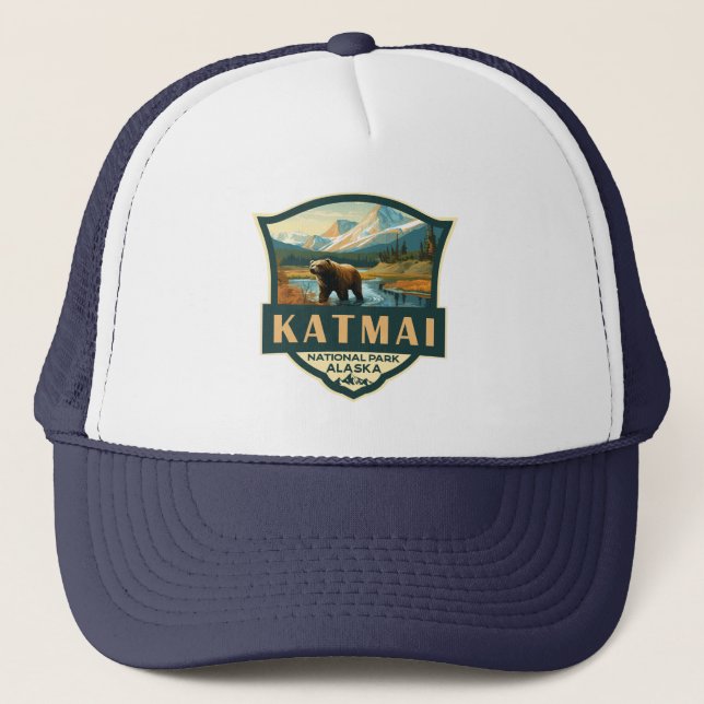 Gorra De Camionero Insignia retro del Ilustracion del Parque Nacional (Anverso)