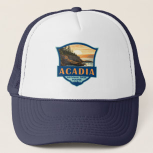 Gorra De Camionero Insignia Retro del Ilustracion del Parque Nacional