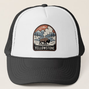 Gorra De Camionero Insignia Retro Parque Bisonte de Yellowstone