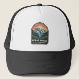 Gorra De Camionero Insignia Vintage del Parque Nacional Mount Rainier