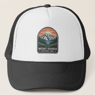 Gorra De Camionero Insignia Vintage del Parque Nacional Mount Rainier