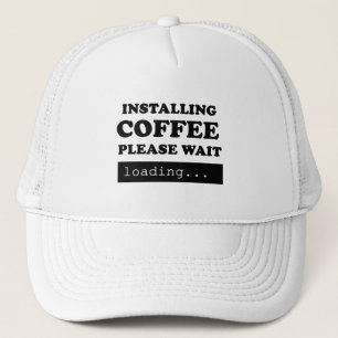 Gorra De Camionero Instalando café, espere