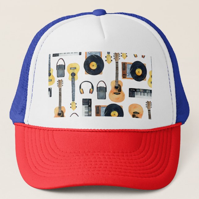 Gorra De Camionero Instrumentos musicales: acuarela sin foco (Anverso)
