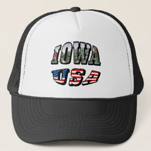 Gorra De Camionero Iowa Bandera de Estados Unidos y foto de estado